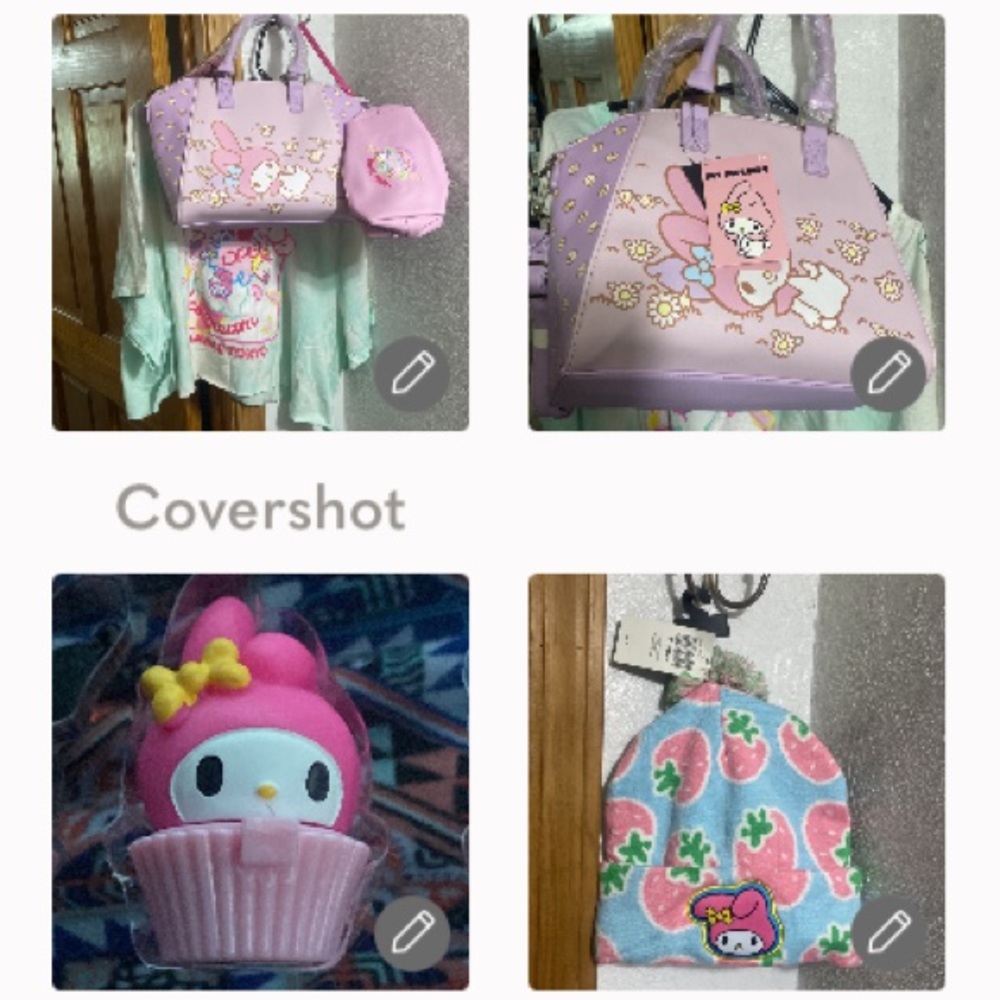 My Melody Loungefly+Hello Kitty 2 bag+1/2 tee🍦5X+💋lip balm cottoncandy🍬